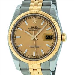 Rolex Mens 18KT Two Tone DateJust Wristwatch