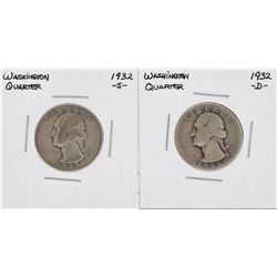 1932-S & 1932-D Washington Silver Quarter Coins