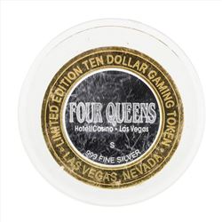 .999 Silver Four Queens Hotel and Casino Las Vegas $10 Casino Gaming Token Limit
