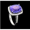 Image 4 : Platinum 7.56ct Tanzanite and Diamond Ring GIA Certified