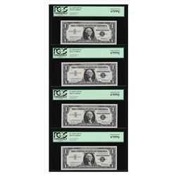 (4) Sequential 1957 $1 Silver Certificate STAR Notes PCGS Superb Gem New 67PPQ