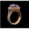 Image 4 : 14KT Rose Gold 3.20ct Tanzanite and Diamond Ring
