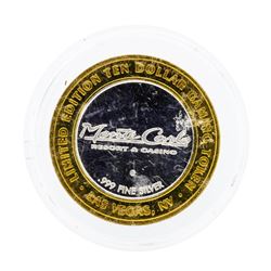 .999 Silver Monte Carlo Resort Casino Las Vegas $10 Casino Gaming Token Limited