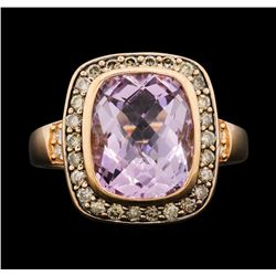 14KT Rose Gold 6.70ct Amethyst and Diamond Ring