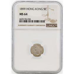 1899 Hong Kong 5 Cents Silver Coin NGC MS64