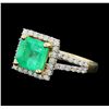 Image 2 : 14KT Yellow Gold 2.35ct Emerald and Diamond Ring