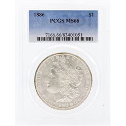 1886 $1 Morgan Silver Dollar Coin PCGS MS66