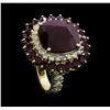 Image 4 : 14KT Yellow Gold 15.01ctw Ruby and Diamond Ring