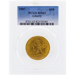 1907 $10 Liberty Head Eagle Gold Coin PCGS MS63