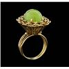 Image 4 : 14K Yellow Gold Jade and Diamond Ring