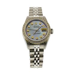 Ladies Rolex Stainless Steel Datejust Wristwatch with MOP Dial & Diamond Bezel