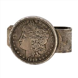 Vintage Morgan Smith Sterling Silver Money Clip with 1902 $1 Morgan Silver Dolla