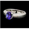Image 2 : 14KT White Gold 0.85ct Tanzanite and Diamond Ring