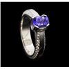 Image 4 : 14KT White Gold 0.85ct Tanzanite and Diamond Ring