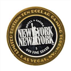 .999 Silver New York New York $10 Casino Gaming Token Limited Edition