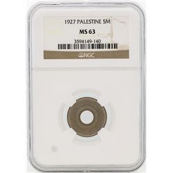 1927 Palestine 5 Mils Coin NGC MS63