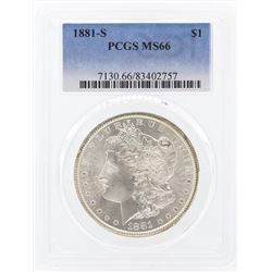 1881-S $1 Morgan Silver Dollar Coin PCGS MS66
