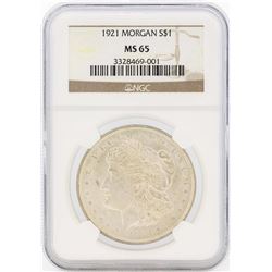 1921 $1 Morgan Silver Dollar Coin NGC MS65