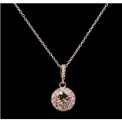 14KT Rose Gold 0.47ct Morganite and Diamond Pendant with Chain