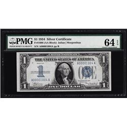 1934 $1 Silver Certificate Note PMG Choice Uncirculated 64EPQ