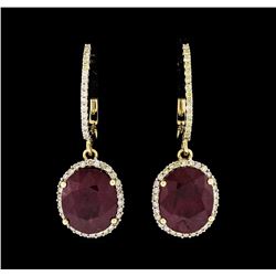 14KT Yellow Gold 9.67ctw Ruby and Diamond Earrings