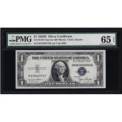1935D $1 Silver Certificate Note Narrow PMG Gem Uncirculated 65EPQ