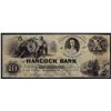 Image 1 : 1854 $10 The Hancock Bank Ellsworth Maine Obsolete Bank Note