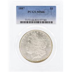 1887 $1 Morgan Silver Dollar Coin PCGS MS66