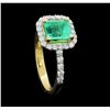 Image 4 : 14KT Yellow Gold 1.29ct Emerald and Diamond Ring