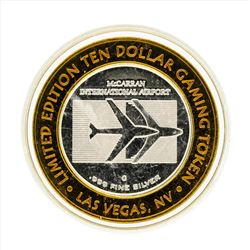.999 Silver McCarran International Airport $10 Casino Gaming Token Limited Editi