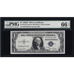1935D $1 Silver Certificate Note Narrow PMG Gem Uncirculated 66EPQ