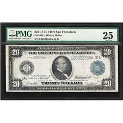 1914 $20 Federal Reserve Note San Francisco PMG Very Fine 25