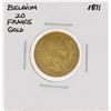 Image 1 : 1871 Belgium 20 Francs Gold Coin