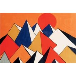 ALEXANDER CALDER (1898-1976) HOMAGE TO THE SUN COLOR LITHOGRAPH ON PAPER 26 X 385/8 IN. (66 X 98....