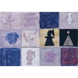 MAX PAPART (1911-1994) ECHIQUER SIGNED "MAX PAPART" LOWER CENTER; SIGNED, TITLED AND DATED "MAX P...