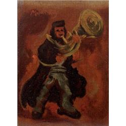 MANE KATZ (1894-1962) UNTITLED (MUSICIAN) SIGNED "MANE KATZ" UPPER LEFT OIL ON CANVAS 14 X 10 IN....