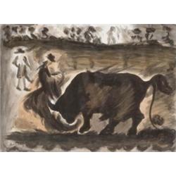 MANE KATZ (1894-1962) UNTITLED (BULL FIGHT) GOUACHE ON PAPER 301/4 X 251/8 IN. (76.8 X 63.8 CM) E...