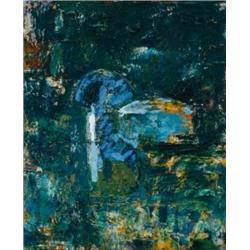 JOHN WALKER ( B. 1939) UNTITLED DEDICATED AND DATED 76-77 ON THE REVERSE OIL, RESIN AND CANVAS ...