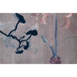 MARY FRANK (B. 1933) AMARYLLIS MONOPRINT AND PAPER COLLAGE ON PAPER 24 X 35 IN. (61 X 88.9 CM) EX...