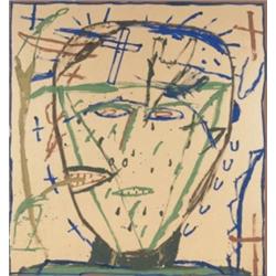 JAMES BROWN (1951-1991) UNTITLED (HEAD) SIGNED, INSCRIBED AND DATED "JAMES BROWN NEW YORK 1982" O...