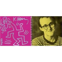 KEITH HARING (1958-1990) UNTITLED SIGNED "K. HARING" UPPER RIGHT SILVER MARKER ON SPIRAL BOUND BO...