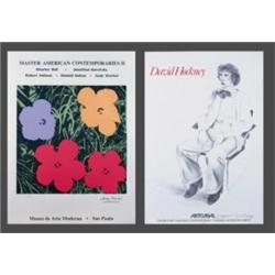 ANDY WARHOL DAVID HOCKNEY TWO UNTITLED WORKS TWO OFFSET LITHOGRAPHS ON PAPER DIMENSIONS VARY EXEC...