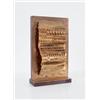 Image 1 : ARNOLDO POMODORO (B. 1926) FOGLIO V BRONZE RELIEF WITH GOLD PATINA MOUNTED ON WOOD 131/2 X 81/4 X...