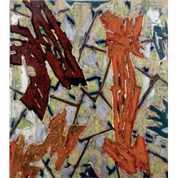CHARLES ARNOLDI (B. 1946) UNTITLED SIGNED AND DATED "ARNOLDI 4/89" LOWER CENTER MONOPRINT AND OIL...