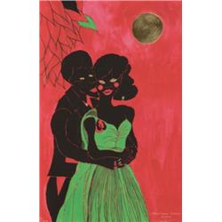 CHRIS OFILI (B. 1968) AFRO LUNAR LOVERS SIGNED, TITLED, NUMBERED OF 350 AND DATED "AFRO LUNAR LOV...