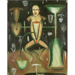 JAIME PALACIOS (B. 1963) EL QUE DA (THE ONE THAT GIVES) OIL ON CANVAS 291/8 X 235/8 IN. (74 X 61 ...