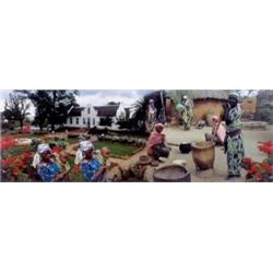 FATIMAH TUGGAR (B. 1967) UNTITLED (GARDEN) AT THE WATER TAP TWO INKJET PRINTS ON VINYL 32 X 96 IN...