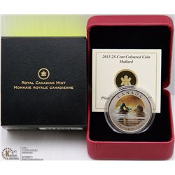 2013 CANADIAN 25 CENT "MALLARD" COLOURED COIN