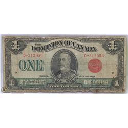 DOMINION OF CANADA 1923 RED SEAL $1.00 BILL