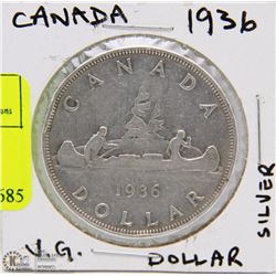 CANADA 1936 SILVER DOLLAR CANOE